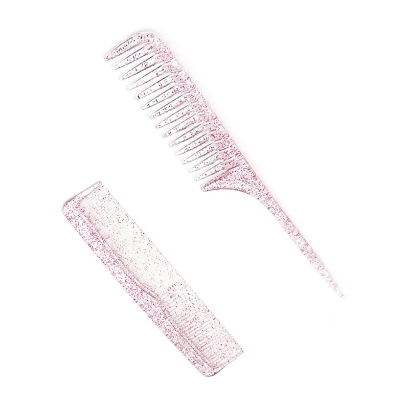 Factory Wholesale Transparent Glitter Powder Hair Comb Anti-slip Hair Straightener Comb Professional Comb Set