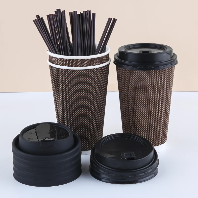cardboard printed logo with lid disposable biodegradable 8 10 12 16oz ripple wall wholesale coffee juice branded cup paper