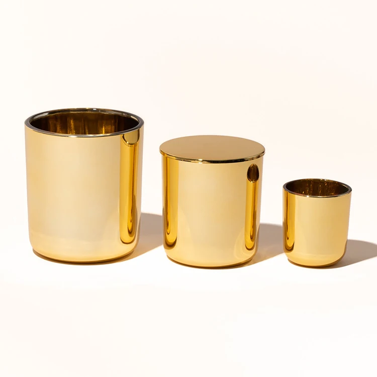 6oz 8oz 10oz 12oz luxury wholesale custom logo scented candle with empty glass gold candle jar vessel with gold lids