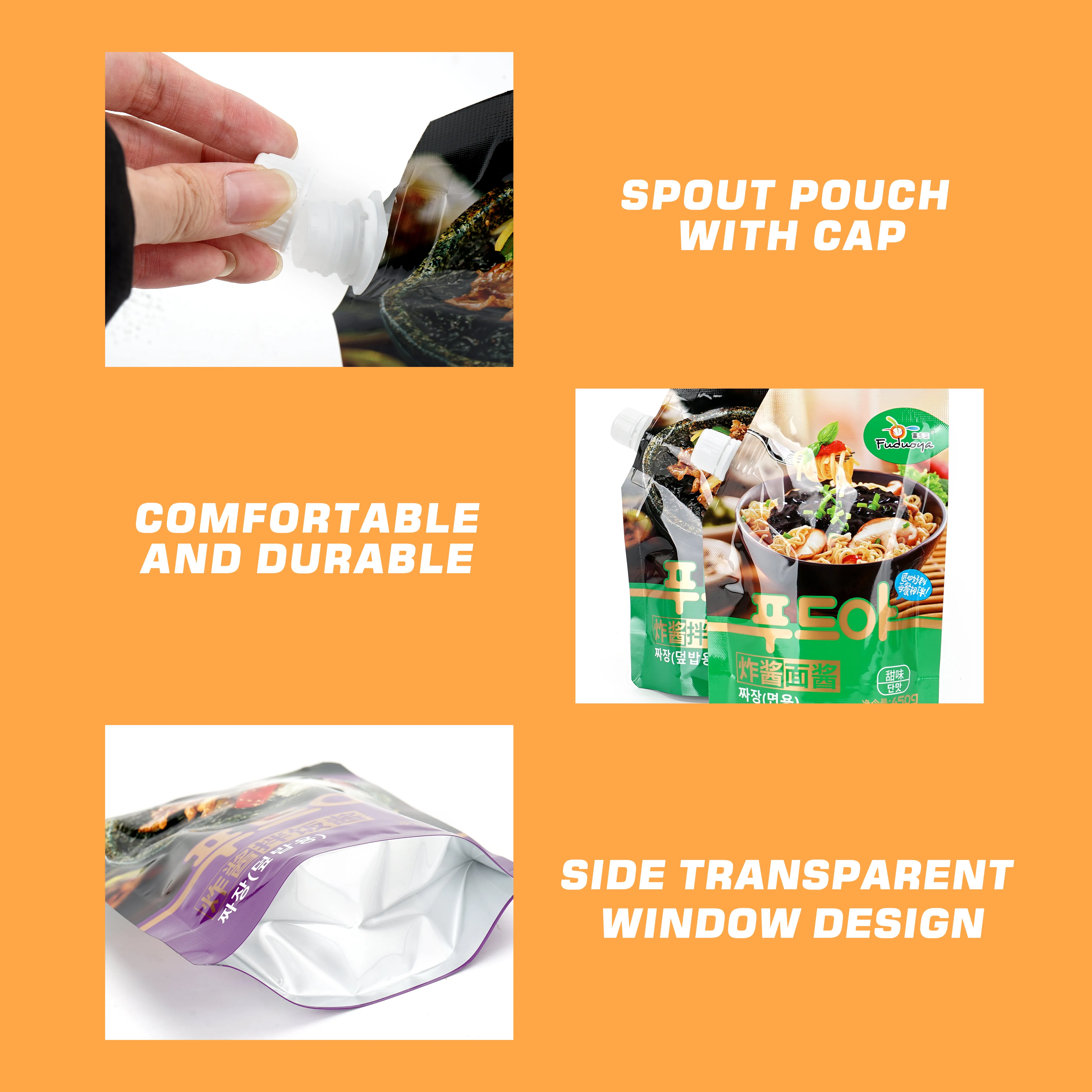 Custom Puree Jelly Juice Beverage Child Disposable Food Stand Up Pouch Nozzle Mouthpiece Plastic Packaging Bag With Logos