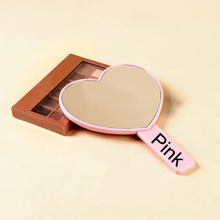 Heart Shape Handle Mirror Cheap Wholesale Portable Makeup Mirrors Customized Logo Private Label Glass Mirrors