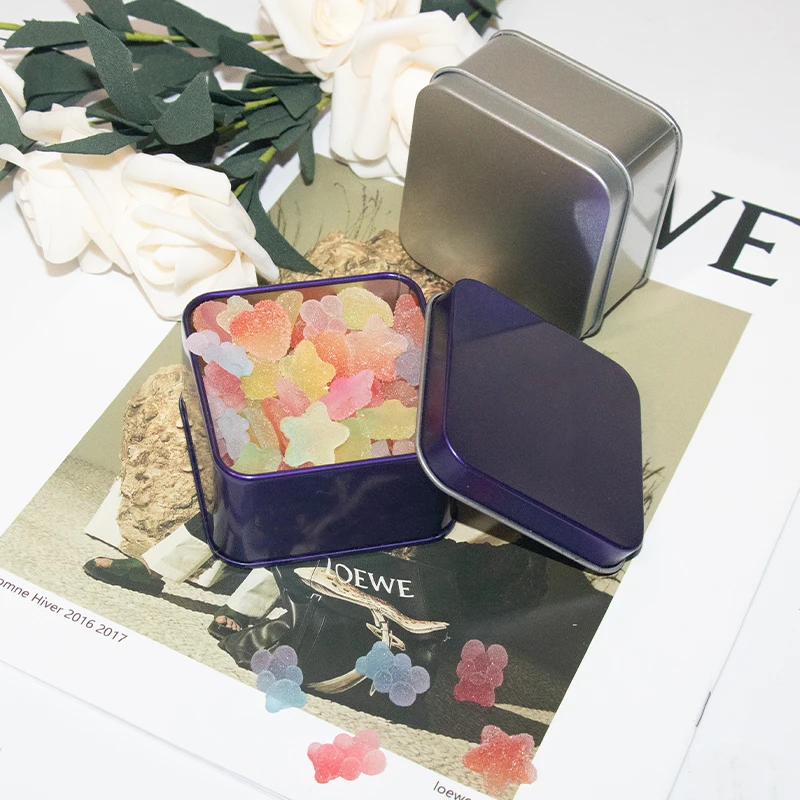 Factory chocolate candy gift cookie storage metal boxes/case/can tin wholesale custom printed square tin box for cosmetic
