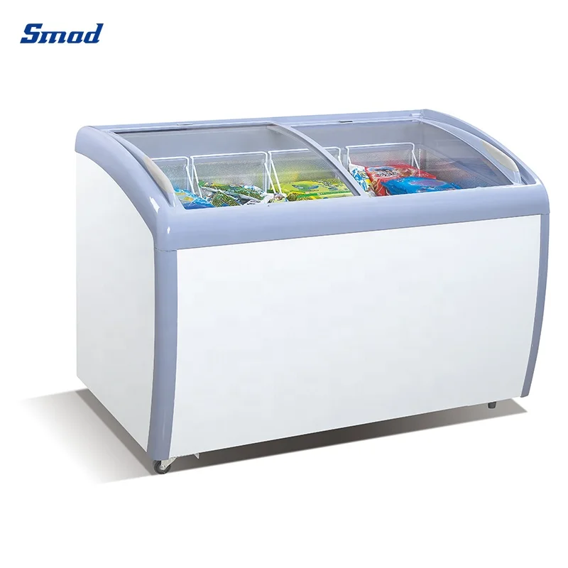 160L 110V60HZ Curved Glass Door Meat Display Fridge Chest Display Freezer