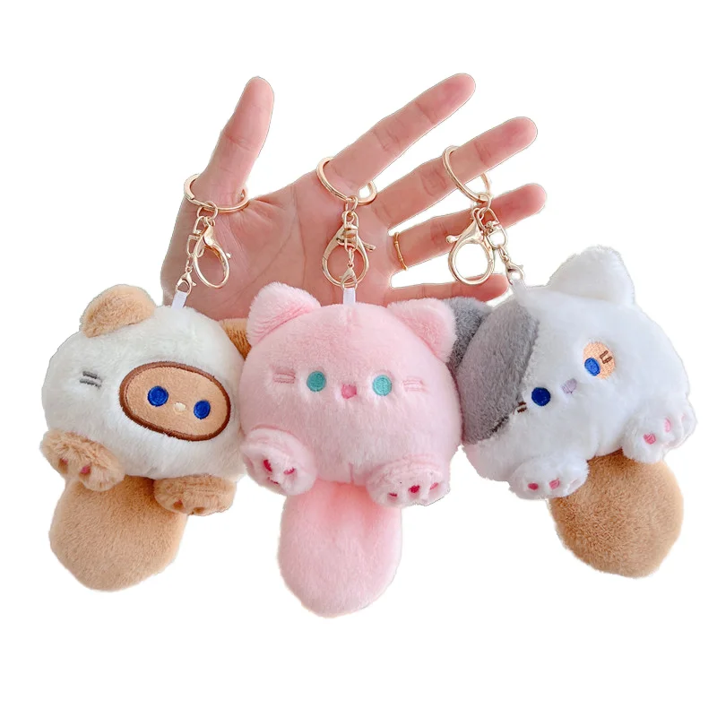 Cute BBS Casual Cat Doll Plush Pendant Cotton Key Chain Bag Pendant with Sound Squeak Cartoon Inspired Design