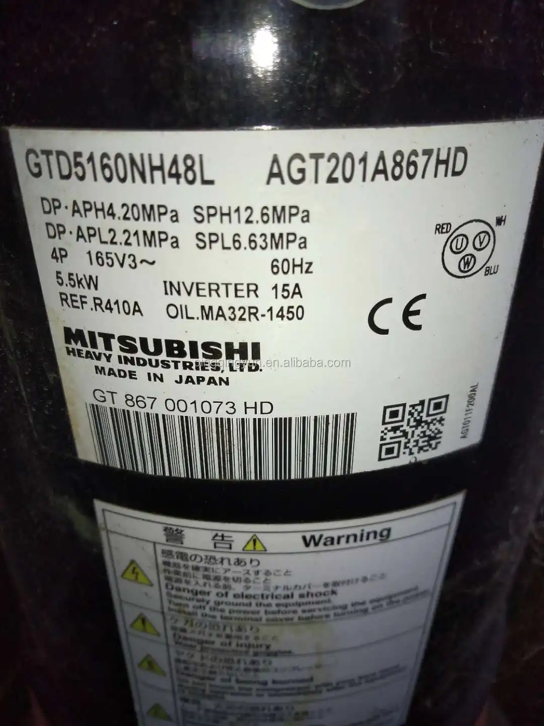  Холодильный компрессор 10 л.с. mitsubishi Inveter GTD5160NH48L AGT201B867HD в