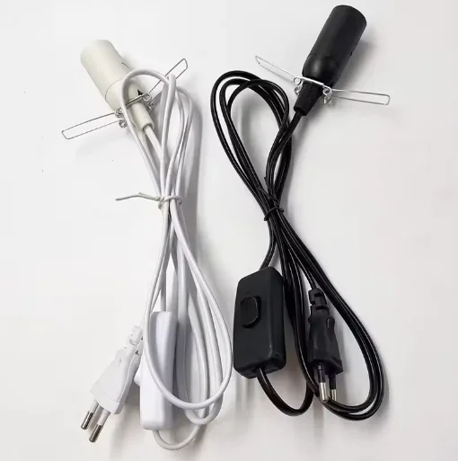 Hot sale E14 lamp holder 303 switch Cord Wire Light Switching Plug Power  EU US Plug Model Himalayan salt lamp holder with plug