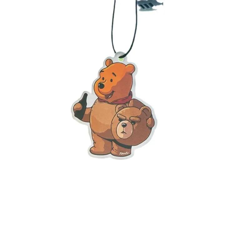 High quality Custom 2024 cartoon teddy bear 2mm cotton paper cute air freshener for car