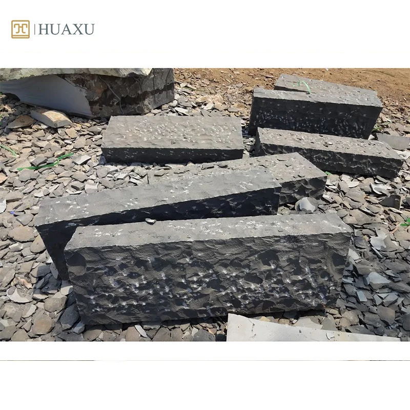 Huaxu китайский черный базальт необработанный натуральный камень настенное ограждение