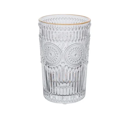 Hensin Wholesale Reusable Relief Round Water Cup Happy Shop With Handle Gift Edge Sunflower Glass Milk Cu For Tea Drinks