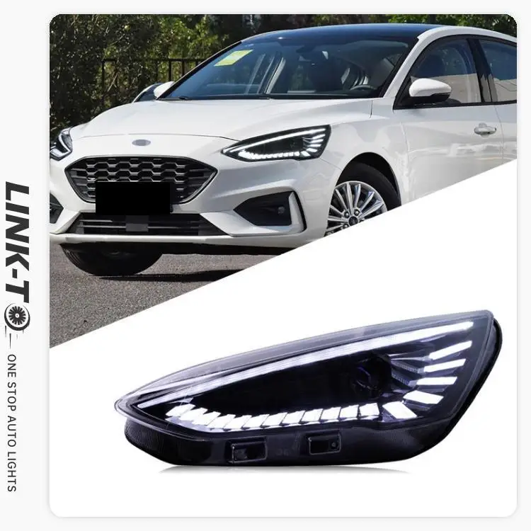 LINK-TO For Ford Focus 2019 2020 2021 2022 Headlight Assembly Modified LED Streamer Turn Signal Daytime Running Light