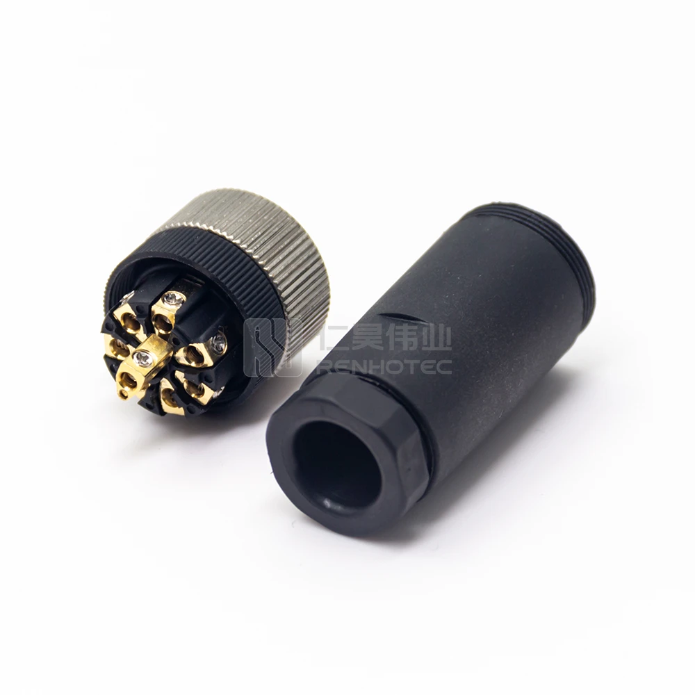 M12  8pin 8 Pin A Code Sensor Connector Female Plastic Straight Plug Field Wireable