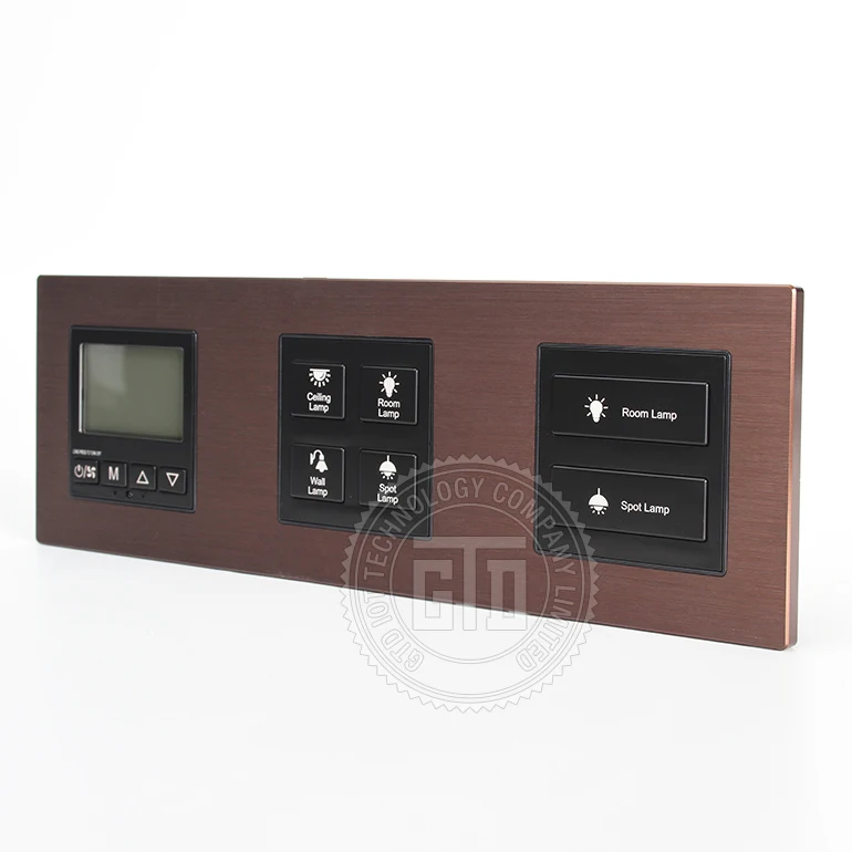 Coffee Gold Color CNC processed aluminum brushed material hotel using 3 connected light and FCU control bedside switch