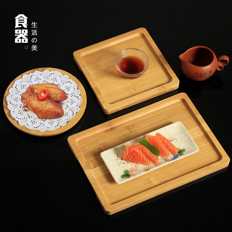 Japanese-Style Wood Tea Tray Sustainable Household and Hotel Fruit Cup Plate Dish Eco-Friendly Wood Japanese Plate Disc