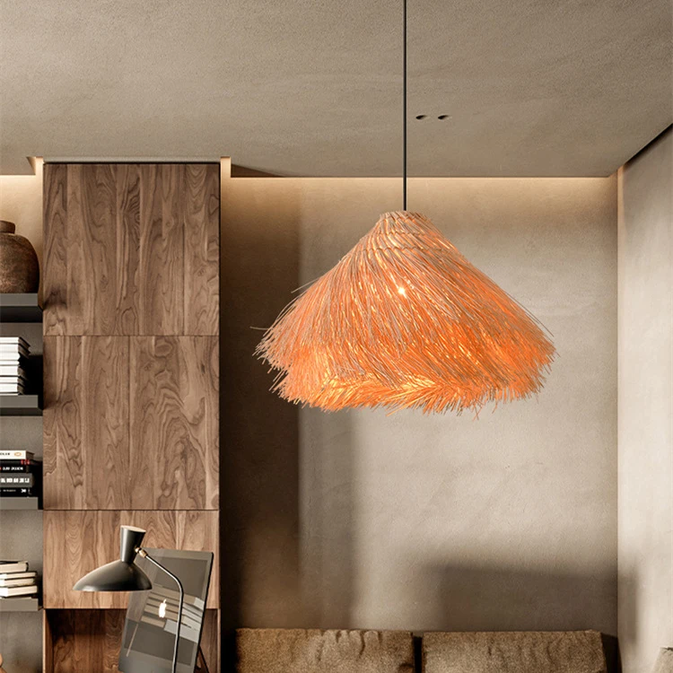 Luxury Restaurant Home Decor Handmade Woven Bamboo Wicker Pendant Light Fixture Natural Rattan Hanging Lamps Chandelier