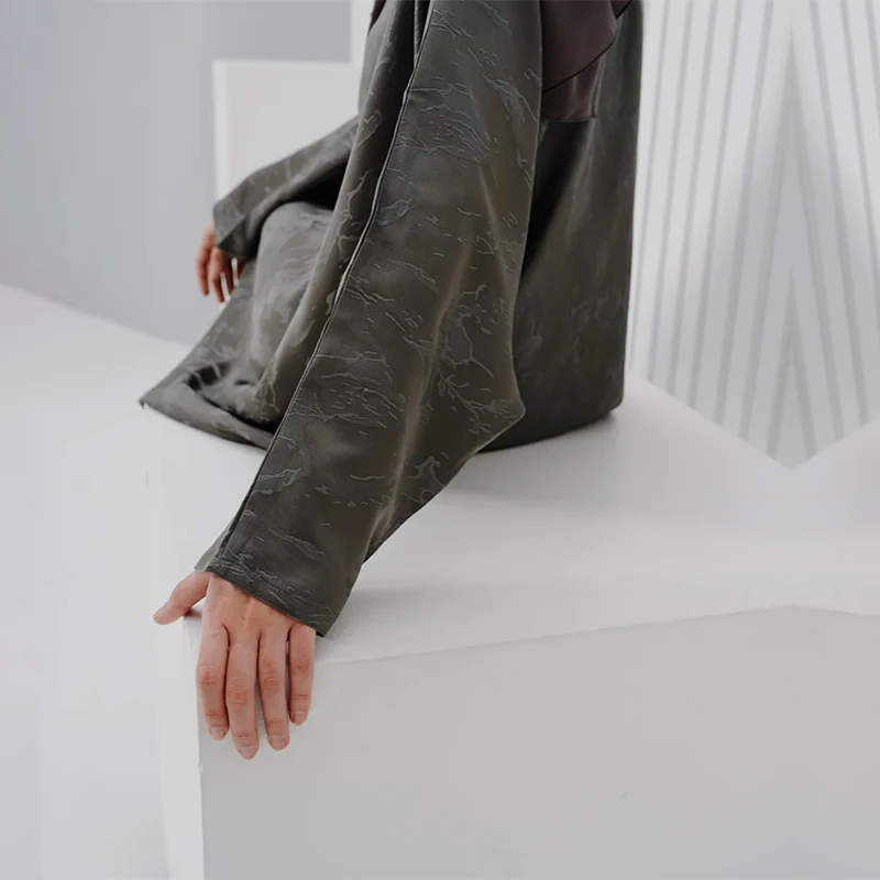 Premium jacquard loose abaya dress new design luxurious muslim butterfly open wrap cut abaya