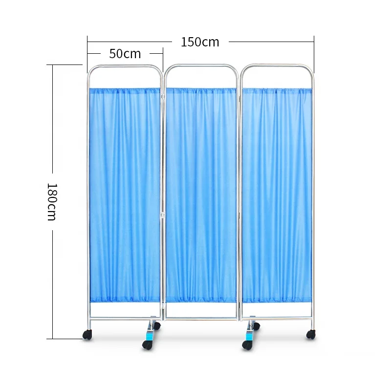 Thickened Stainless Steel Folding Medical Hospital Ward Screen with Wheels