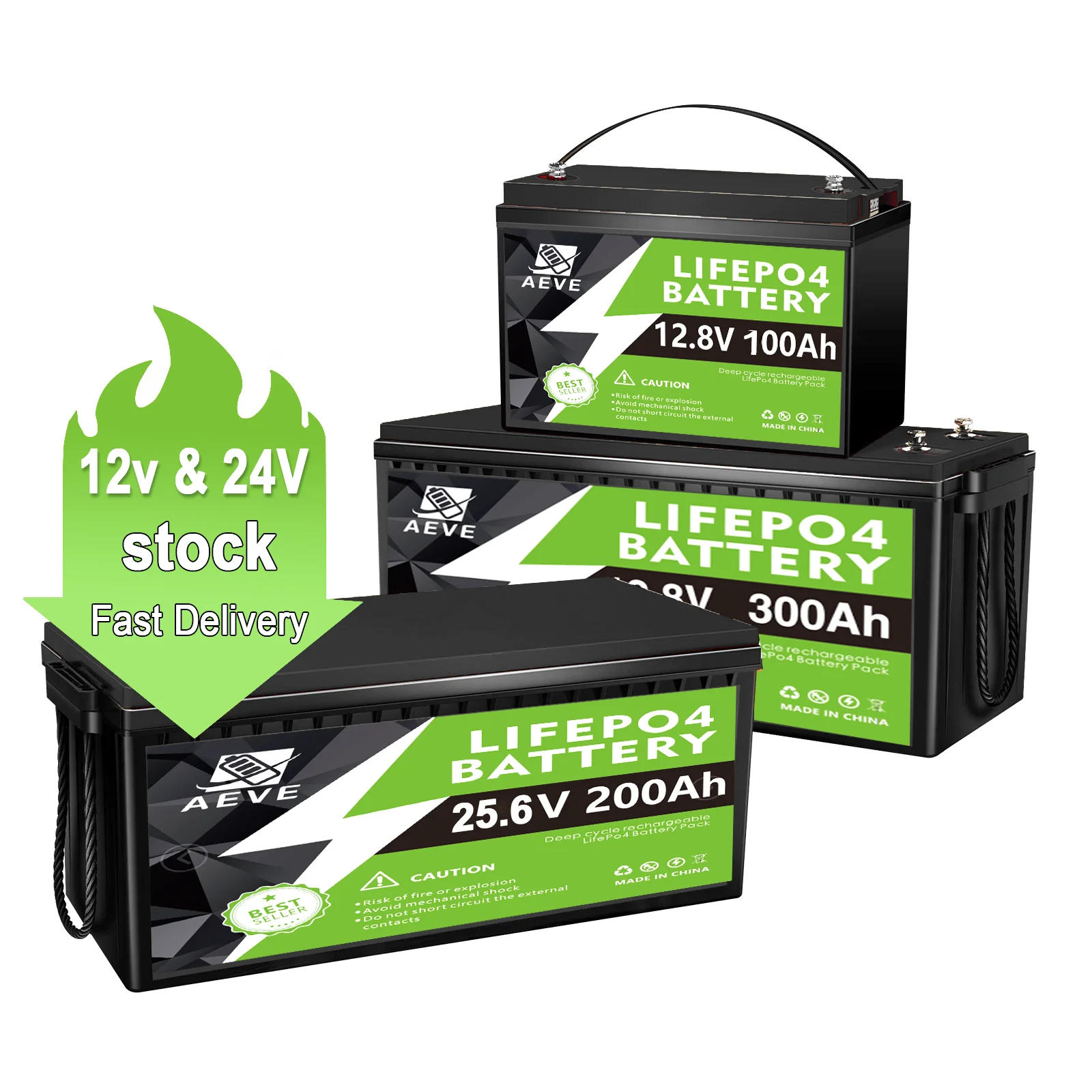 Stock 24volt 100Ah 200Ah 300Ah Home Phosphate Solar Energy Storage 5kwh 10kwh 12V 24V 200ah Lithium LifePo4 Battery Pack