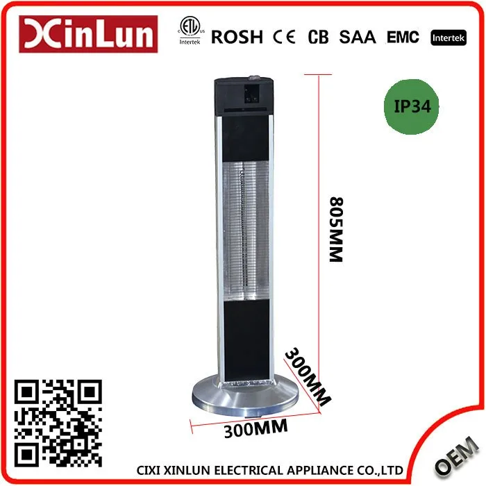 Outdoor Electric Carbon Infrared Patio Heater with Remote Control Waterproof Free-Standing Installation Household Hotels Garages