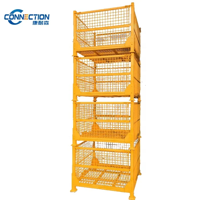 Большая Металлическая складная проволочная Стальная Сетчатая транспортная клетка для склада большая сетка