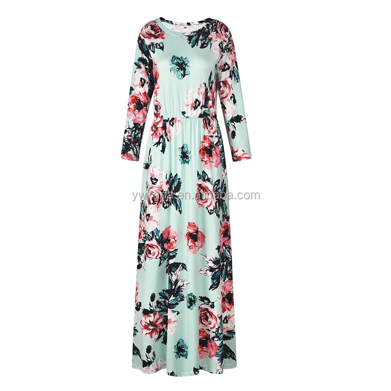 
2019 Newest Long Sleeve Baby Kids Girl Dress Elastic Waist Breathable Sweet Soft Long Casual Child Dress 