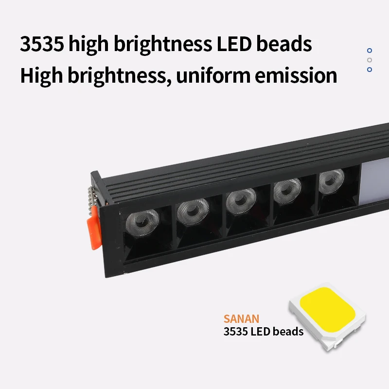 Modern Design LED Track Light 3500K 4000K 6000K New Aluminum Body Linear Lighting System Accessories Embedded Installation