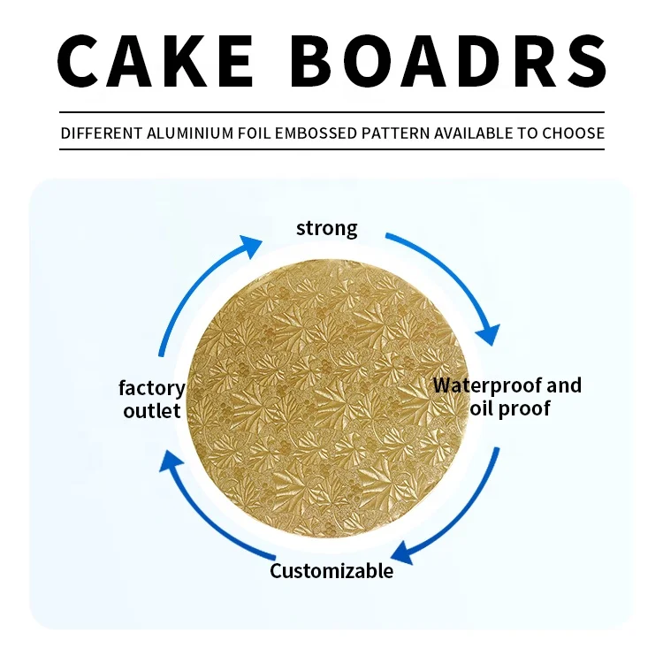 Cake Paper Cardboard Tray Cake Paper Boards Plate Golden Hard 12 Round Cake Board Drums Base
