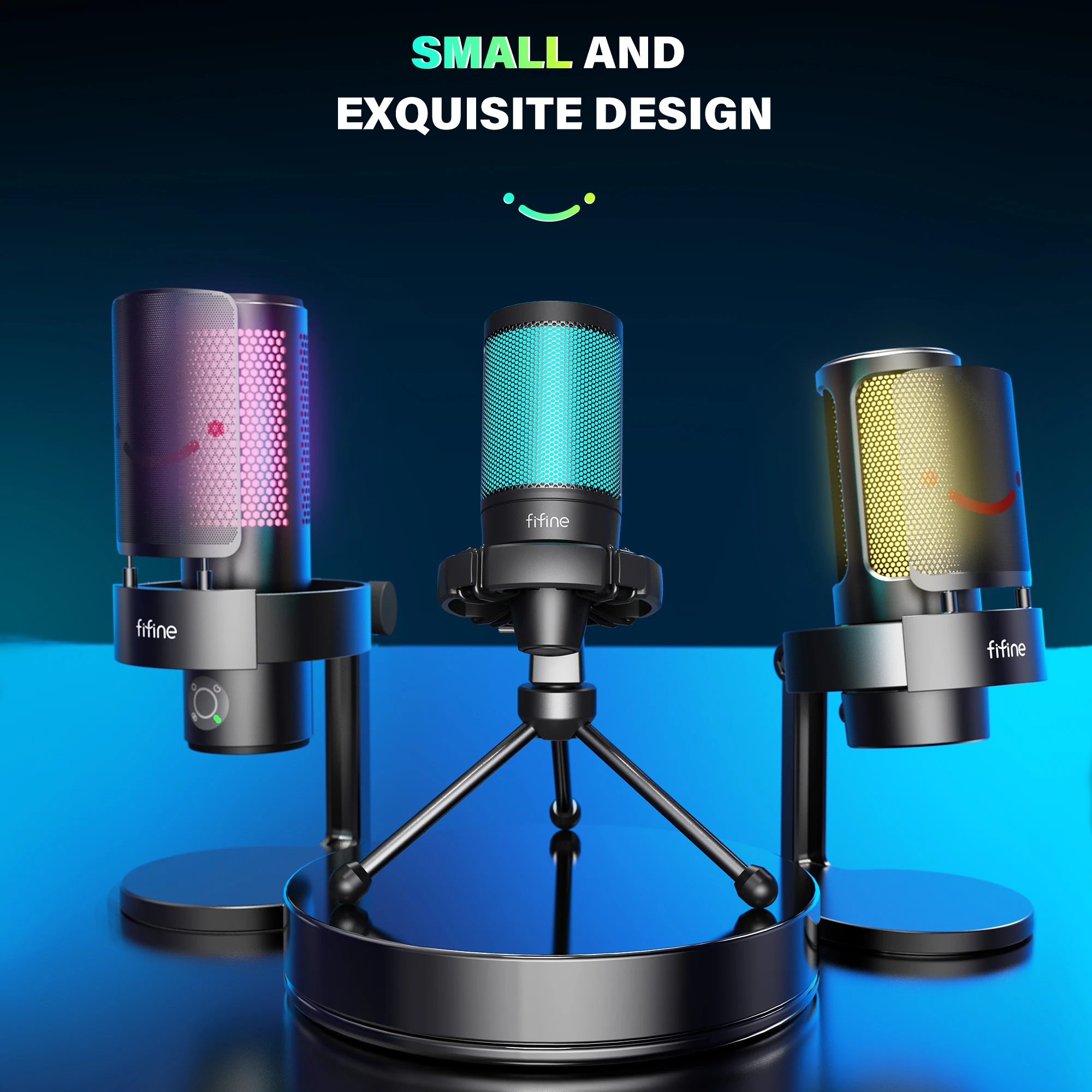 Профессиональные микрофоны Fifine A2 для трансляции подкастов USB проводной настольный микрофон RGB