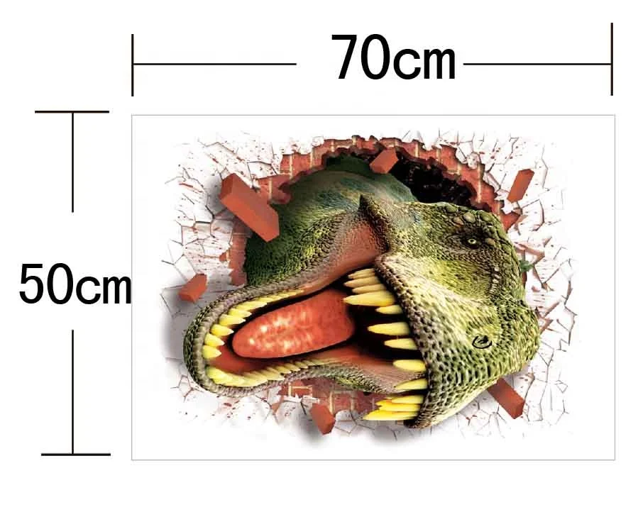 Wholesale Dinosaur Design Eco-frindly Removable Adhesive PVC Kids Home Decor 3D Wall Sticker