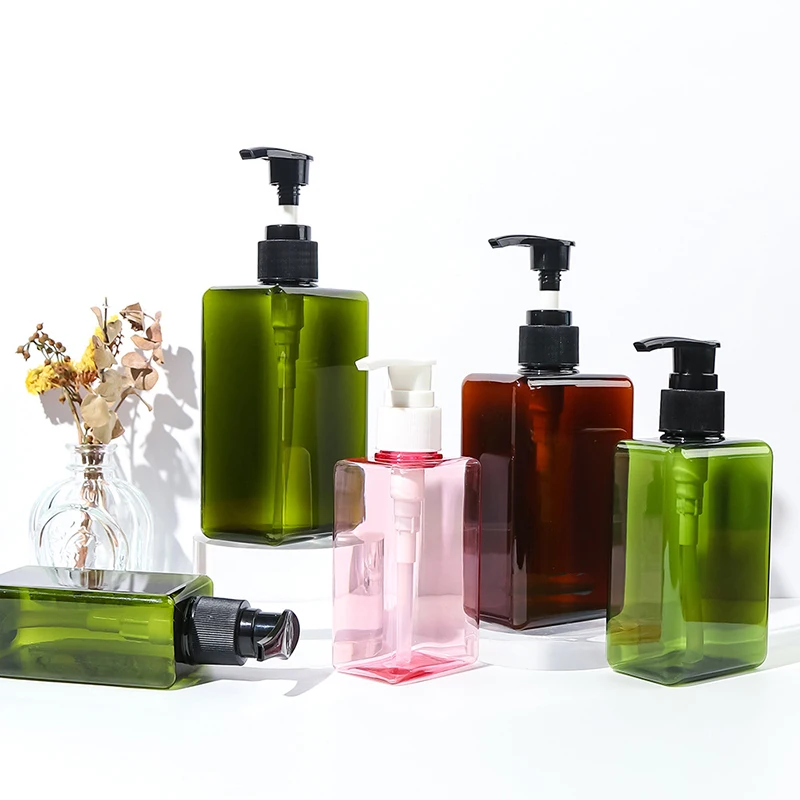 PETG Square Bottle For Shampoo Lotion. 100ml 150ml 250ml 280ml 450ml 500ml Plastic Square Lotion Shampoo Conditioner Pump Bottle