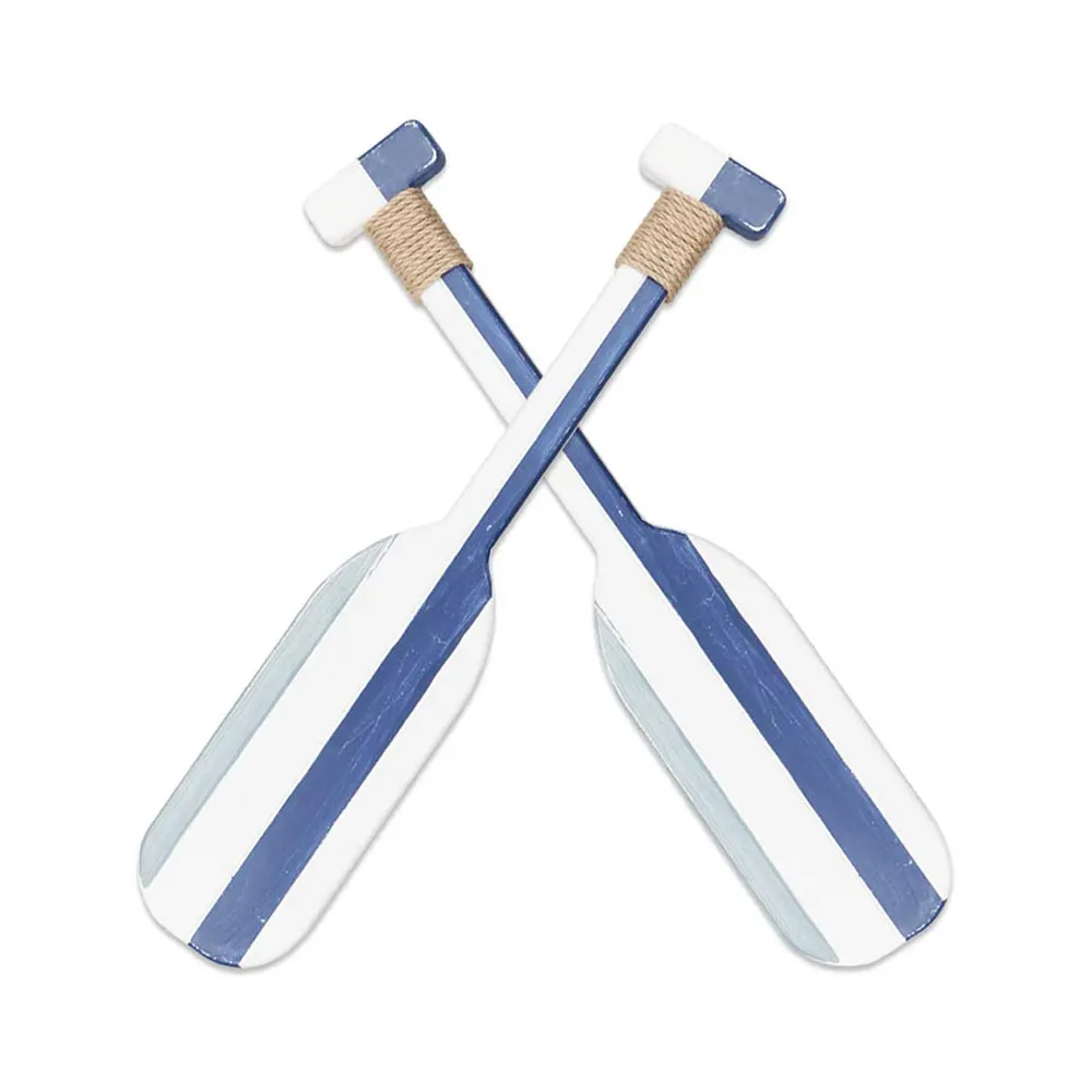 Nautical Wooden Double Oar Decor with Rope Nautical Oar Paddles Wall Decor Door Hanging Ornament Beach Theme Home Decoration