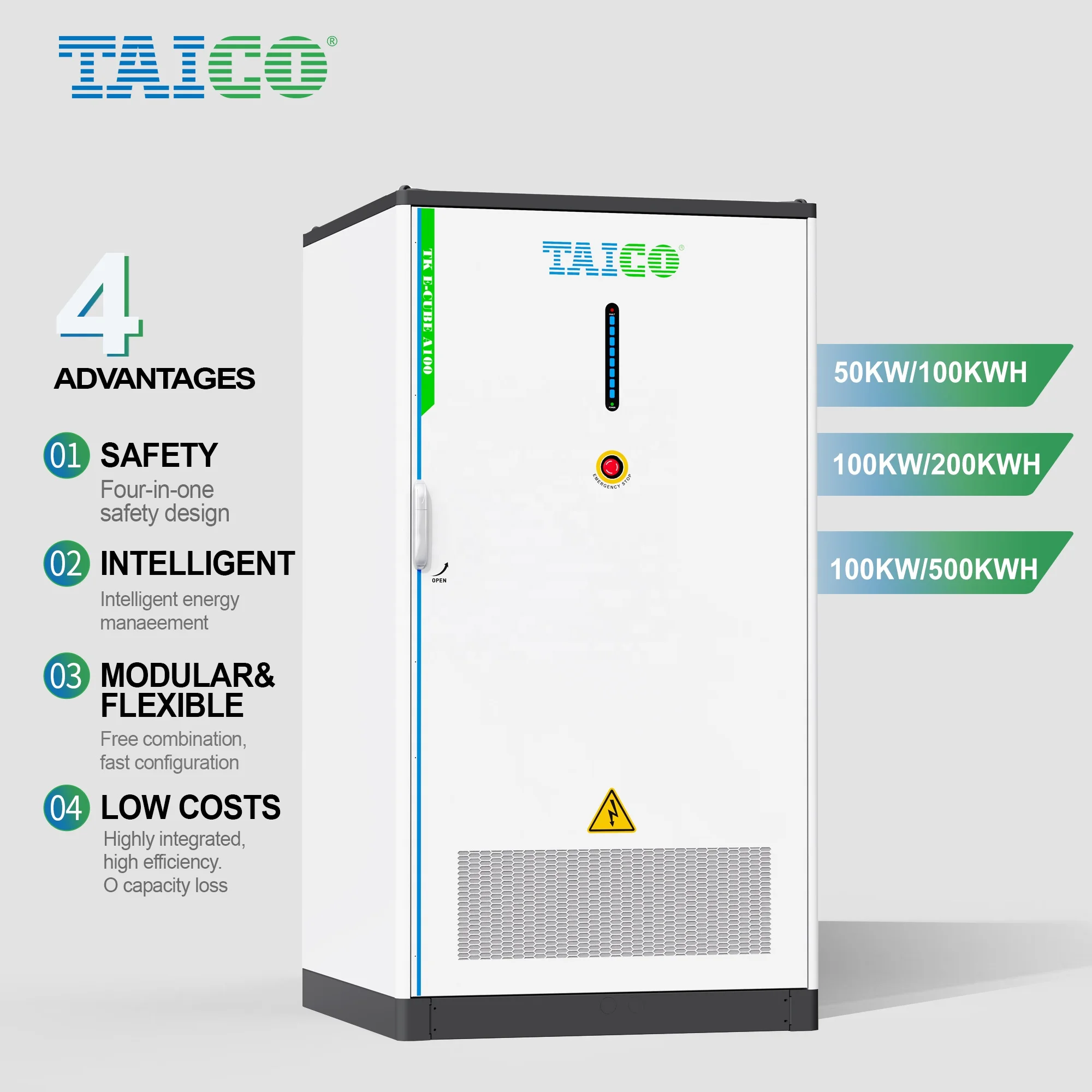 IP65 CAN/RS485 solar system 50kwh 60kwh 100kwh 200kwh 500kwh industrial commercial energy storage 100kw lithium battery