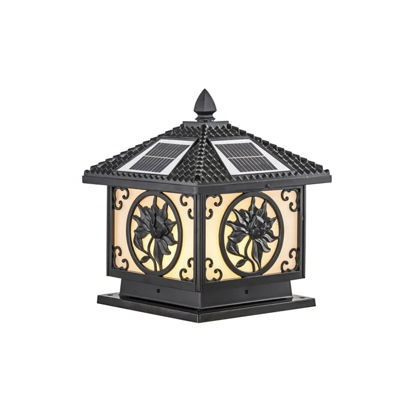 
new type aluminum metal garden led solar pillar light 