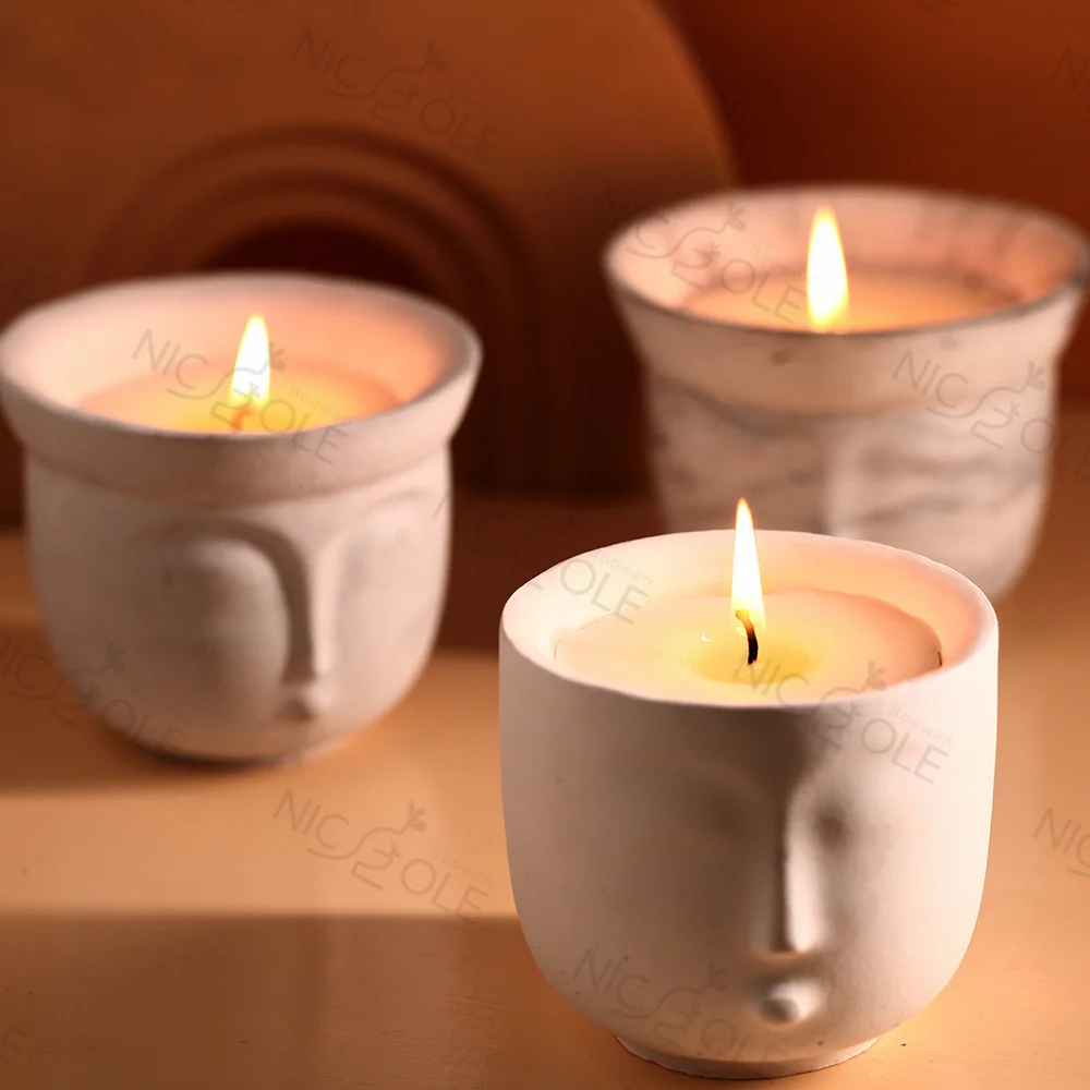 Nicole Handmade Face Head Flower Pot Resin Molds Concrete Cement Candle Jar Vessel Container Silicone Moulds