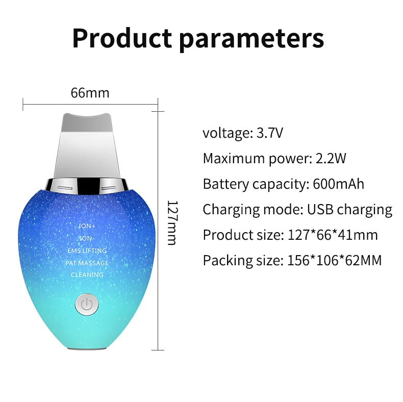 Beauty Products Wholesale Ultrasonic Skin Scrubber Facial Beauty Vibration Massage Vacuum Blackhead Remover Facial Skin Scrubber