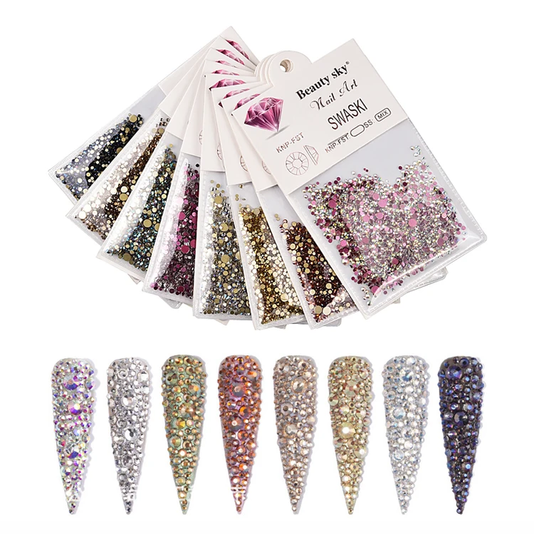 Original Style Nail Art Decoration Stones 12 Colors  Flatback Crystal drill 3D diy  Nail Rhinestone