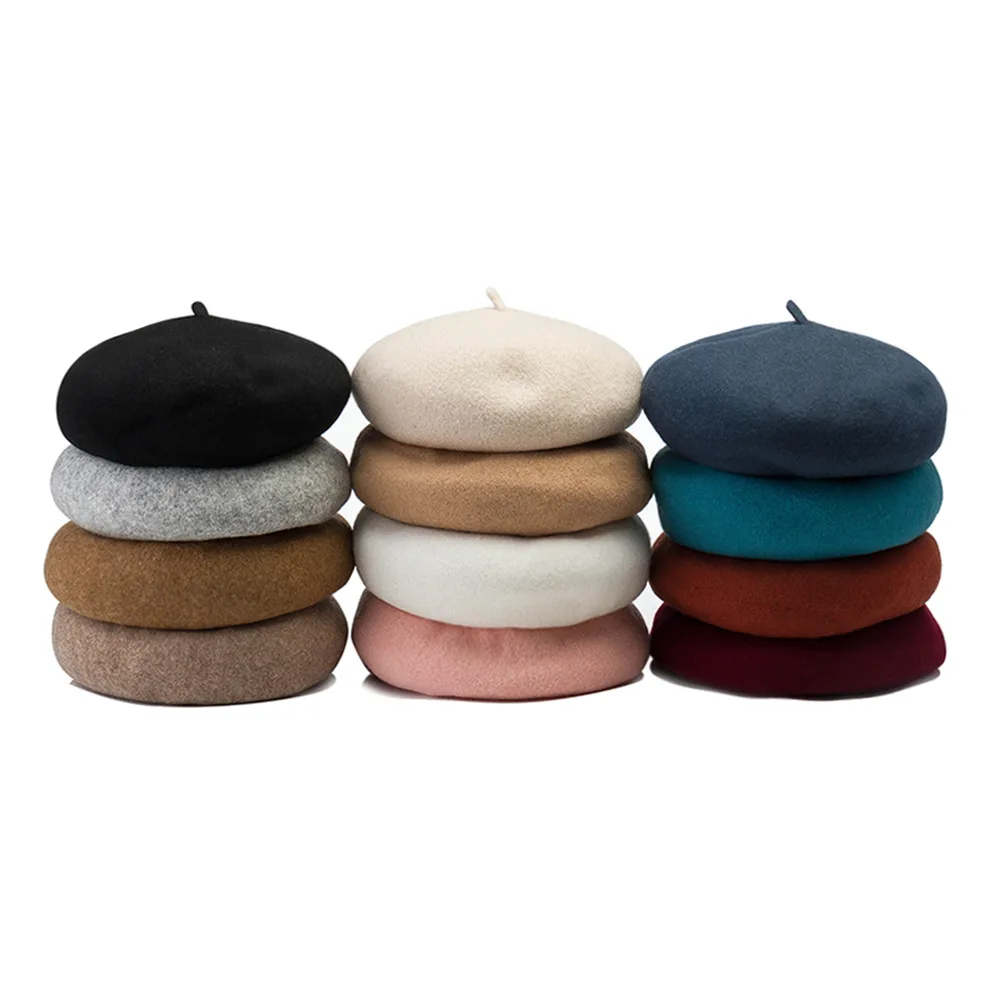 Leisure mushroom deep round crown  female homme british cashmere wool hot sale pour garcon beret women