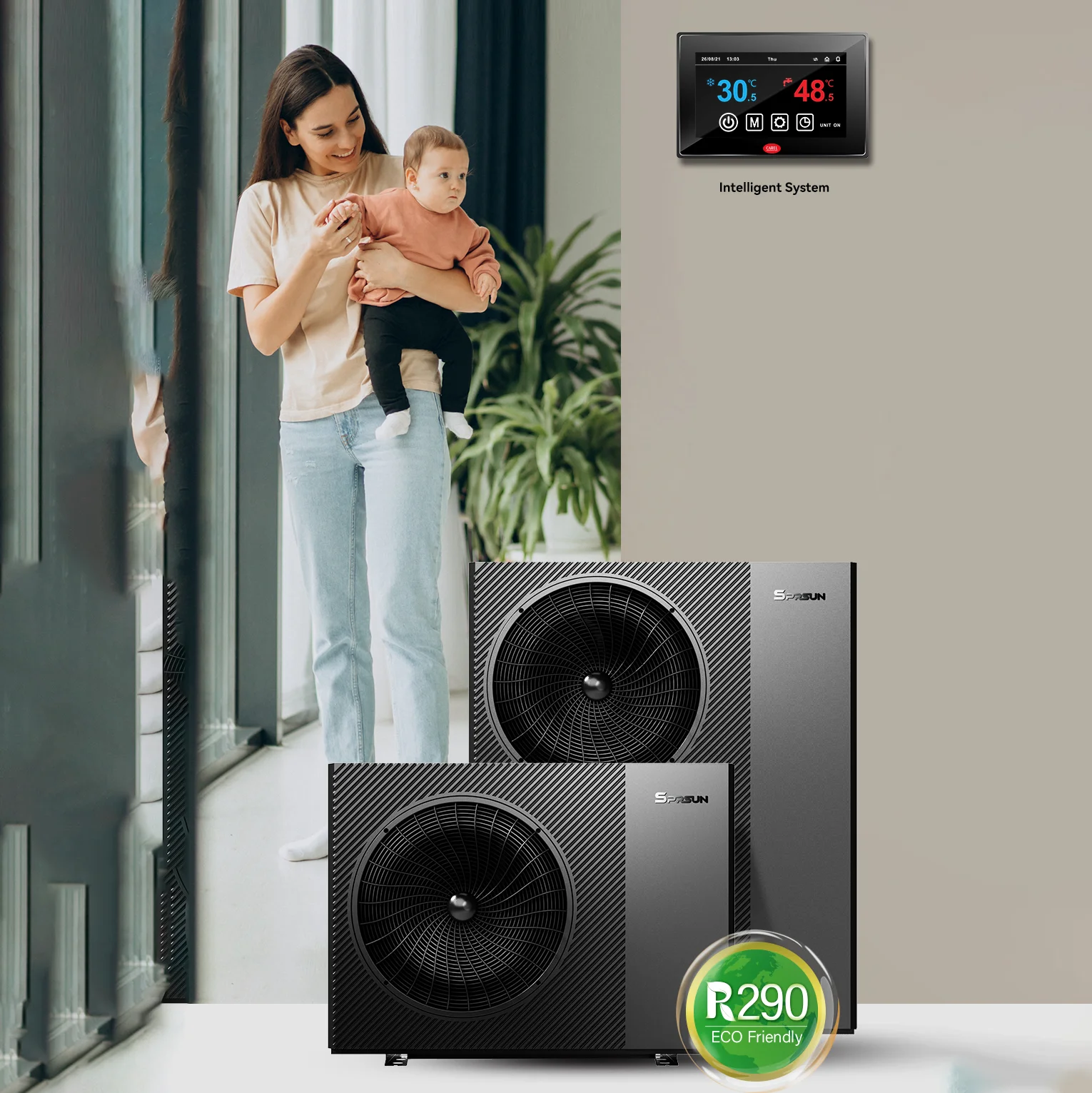 SG Ready Air Source Heat pump 220-380V single-block home central cooling heating air to water heating pump