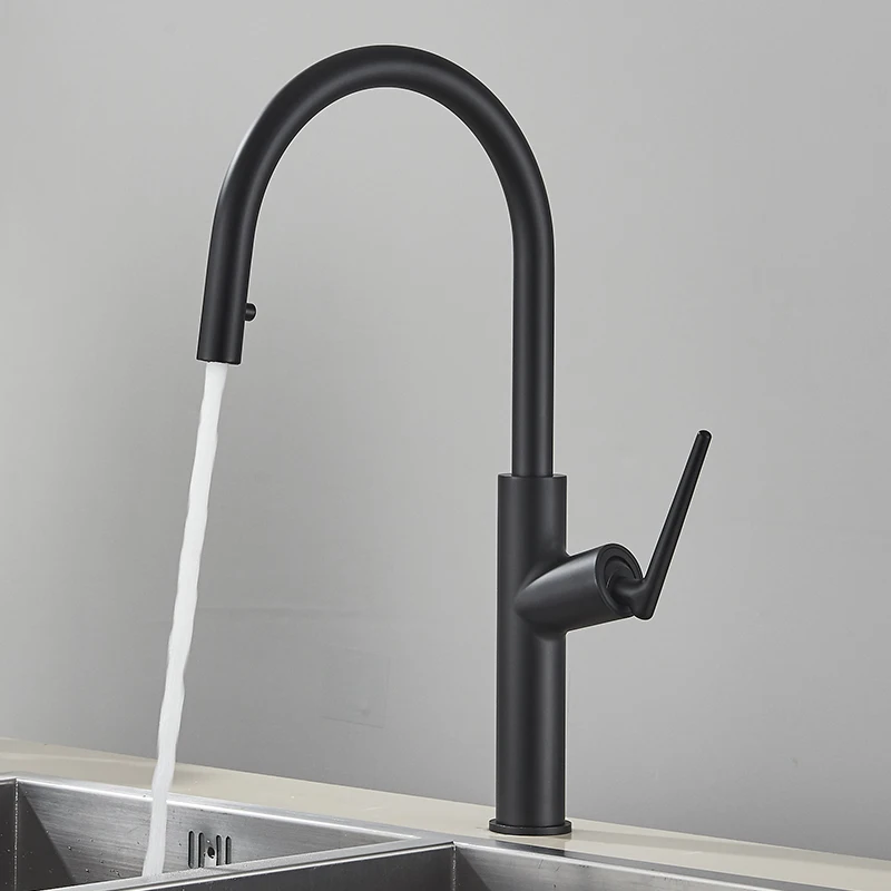 Black Kitchen Faucet 360 Rotation Crane Single Handle Pull Out Mixer Hot And Cold Mixer Water Taps Deck Mounted Gold Kitchen