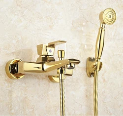 Sliding Bar Shower Set Shower Head and Shower Hose Golden Gold with Abs Ceramic Plated Modern Contemporary Polished 3-5 Years
