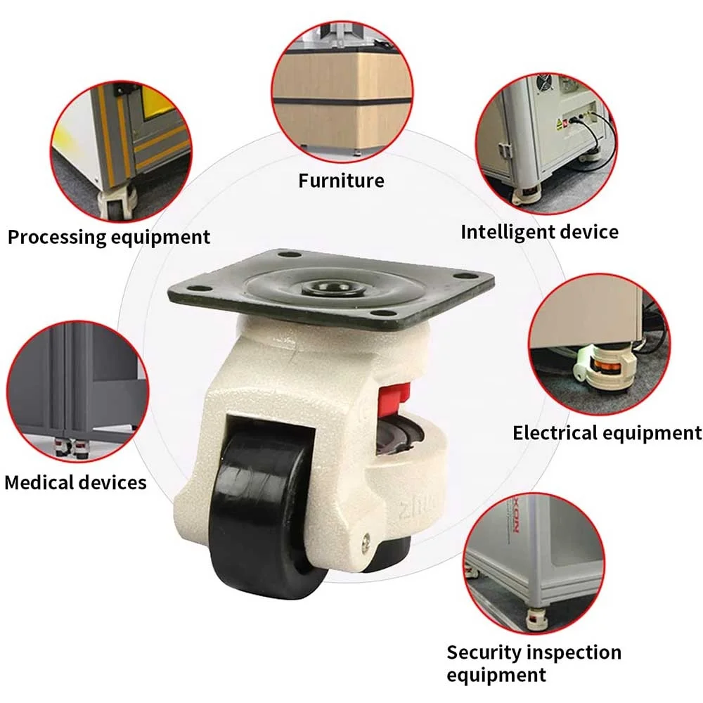 Heavy Duty Foot Casters Adjustable Leveling Casters for Transportation, Up to 750kgs Swivel Plate Casters Wheels