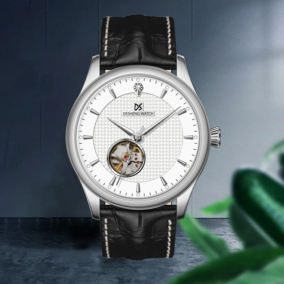 stainless steel  watch genuine cow leather watch strap Miyota 82S0 mechanical movement Tourbillion men automatic wrist watch