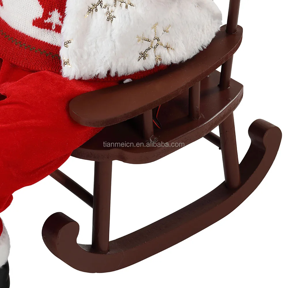 
55cm Chair Animated Santa Claus with Light Christmas Ornament Figurine Decoration Xmas dolls Holiday Collection Home Gifts 