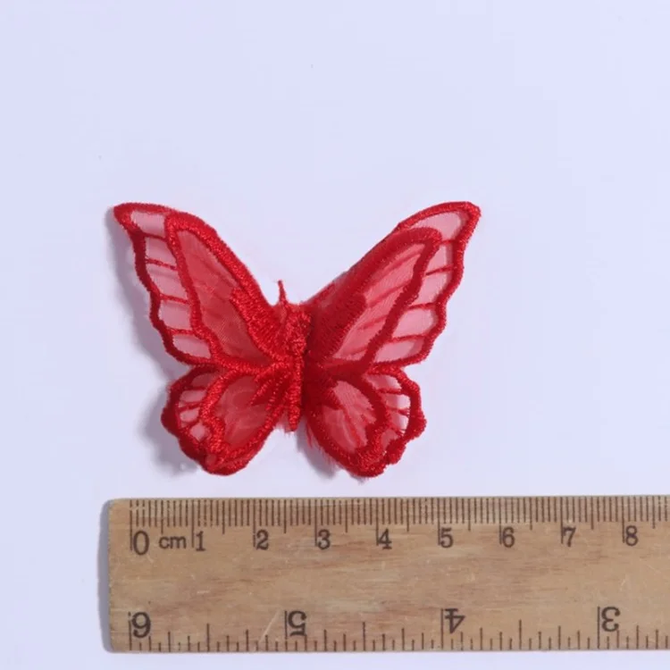 Оптовая продажа Симпатичные 3D 5 см двухслойные аппликации из органзы бабочки аппликация для детской одежды
