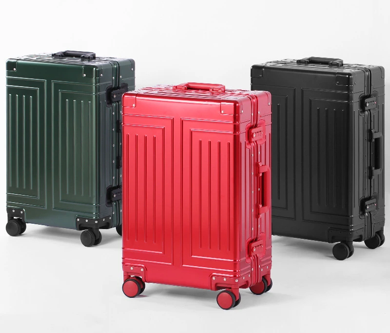 2024 New Luxury Travel Luggage All Aluminum Hard Shell Carry On Luggage Spinner Wheels Suitcase with 4 Anti-crash Corners