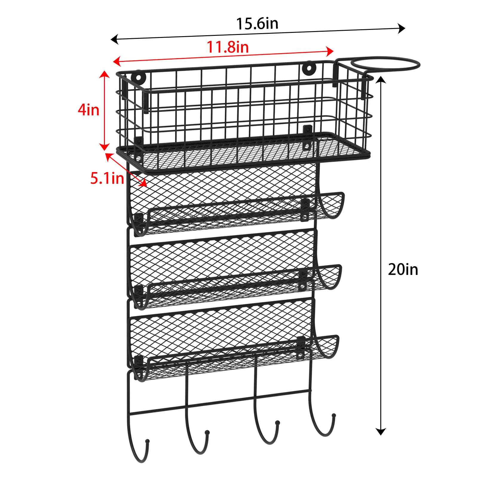 4 tier Shelf Storage Wire Basket  Wall Mounted Hair Dryer Holder Styling Tool Organizer