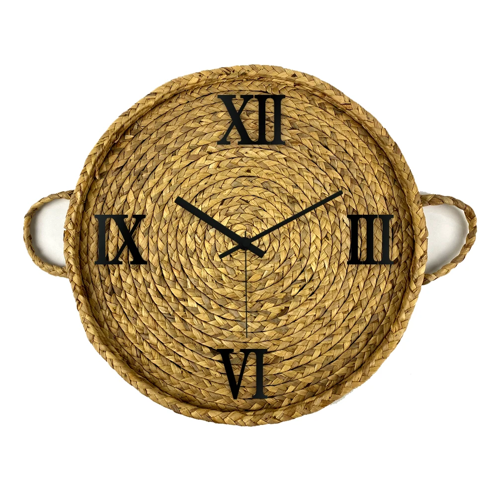 
Wholesale Cheap Price Unique Cutom Design Quiet Sweep Rattan Wall Clock 