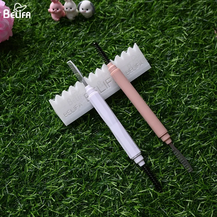 wholesale Customized Private Label double  side 2 in 1 mascara wand spoolie brush eye lash brow eyelash comb with cap cover lid