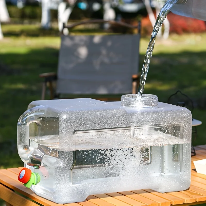Outdoor Transparent Plastic Water Bucket Faucet Self-Driving Tour Mineral Pure Drinking Water Storage Tank for Car Camping