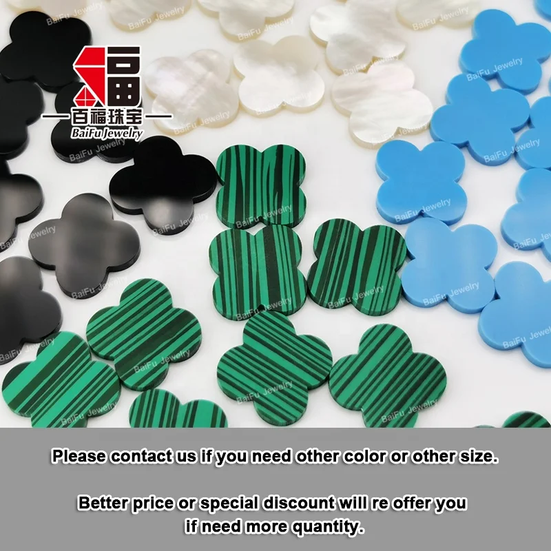 BaiFu Jewelry fashion flat double sides synthetic four leaf clover green turquoise