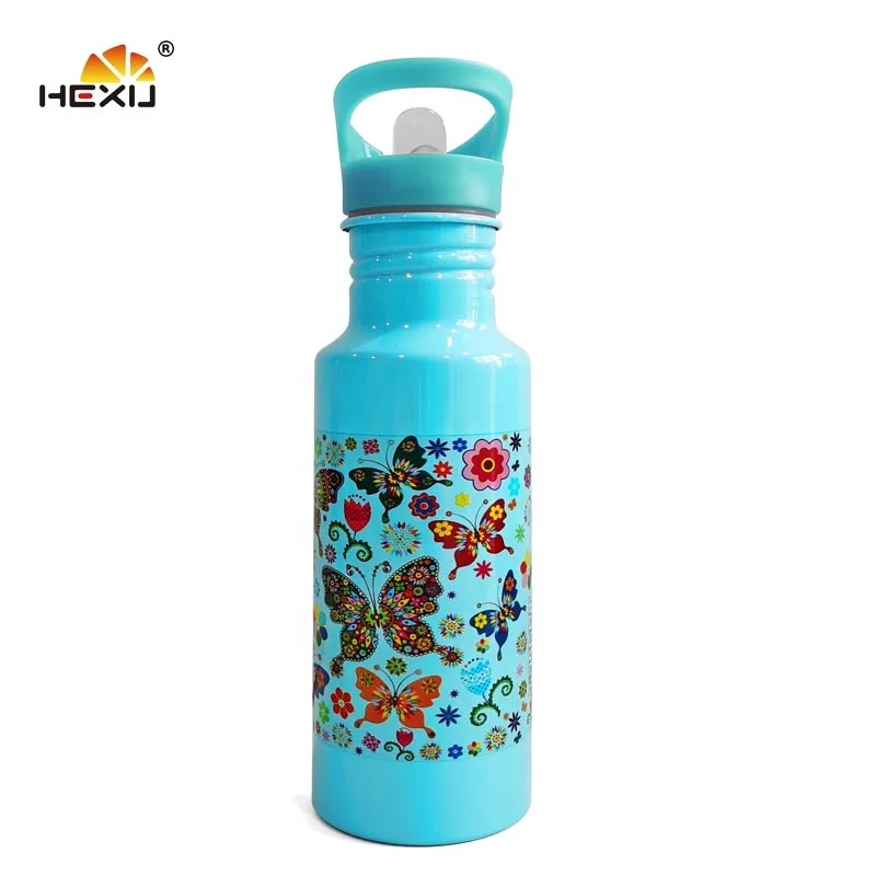 BPA Free 500ml Single Wall Aluminum Football Sport Water Bottle With Straw Lid